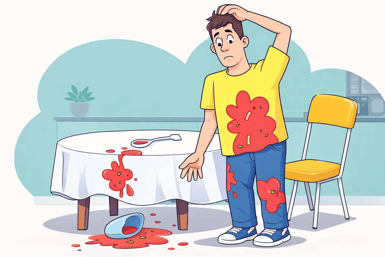 Иллюстрация глагола spill